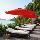 9ft Wooden Outdoor Patio Umbrella Pulley Garden Yard Beach Wedding Sunshade Red — photo 7