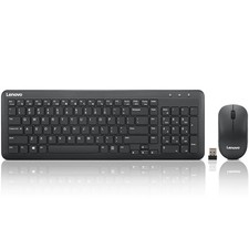 Lenovo 300 Wireless Combo Keyboard and Mouse, 2.4 GHz Nano USB-A Black