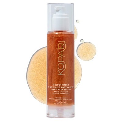 Kopari Sun Shield Body Glow, Broad Spectrum SPF 30, Lightweight Shimmering Ge...