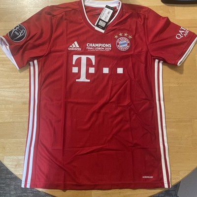 FC Bayern Munich Red Adidas Champions Final Lisbon 2020 Size L NWT Soccer Jersey