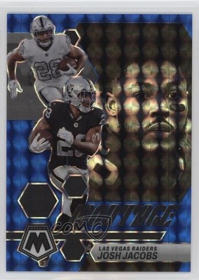 2023 Panini Mosaic Montage Blue Mosaic Prizm 59/99 Josh Jacobs #M-26 10y3