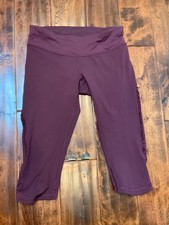 Lululemon Burgundy Ruffle Cropped Athletic Yoga Leggings, Size 6