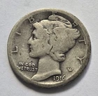 1916-S Mercury Silver Dime 10c - "Good Coin" - Free Shipping