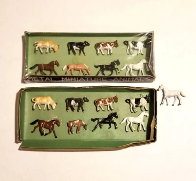 Vintage AHI Brand Toys Metal Miniature Animals Lot of 2 Sets Die Cast Japan - Image 1 of 2