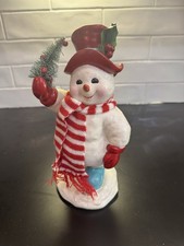 Snowman Figure Glittery Ice Skating Striped S...