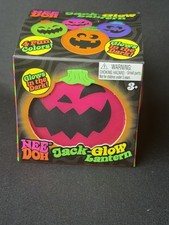 RARE Nee Doh Jack-O-Lantern Glow-in-the-Dark Squeeze Toy, Pink/Black/Green
