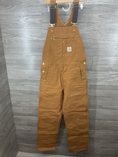 Carhartt Duck Bib Overall Relaxed Fit Men's Size 32x34 Brown R01-M