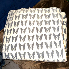 Grey and White Boston Terrier blanket, 81x85