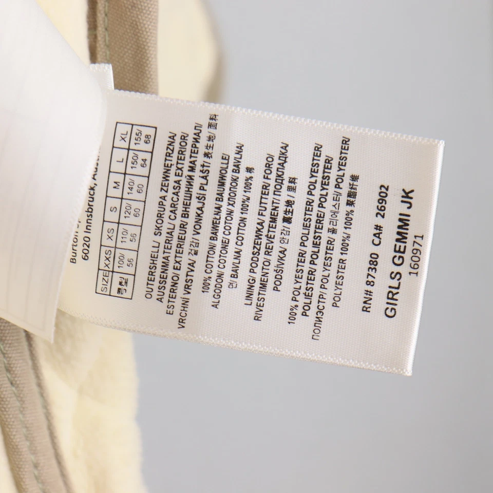 Chaqueta Burton Niñas Talla Pequeña Beige Gemmi JK Acolchada Con Capucha Forrada de Vellón Foto 4 de 4