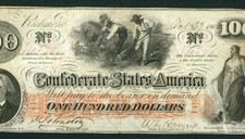 $100 1862 ((AU)) Confederate States of America ** PAPER CURRENCY AUCTIONS