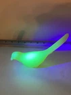 Fenton Uranium Glass Bird of Happiness Satin Custard Long Tail Figurine UV Glow