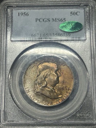 1956 P Franklin Half Dollar PCGS MS65 CAC Approved ✅ PQ Nice Toning Toned