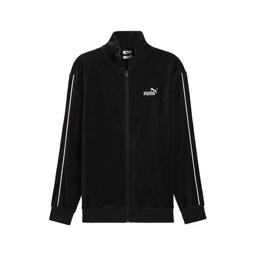 PUMA Essentials Elevated Velour Full Zip Track Jacket Mens Black Casual Athletic - product listing photo