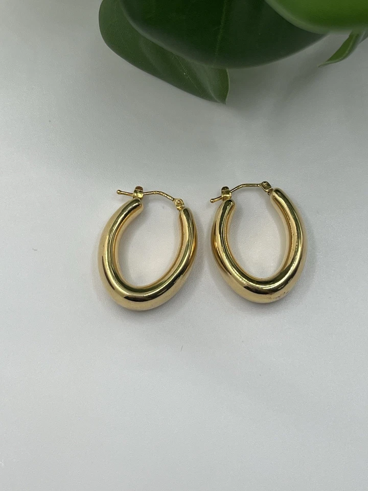 Pares de Pendientes Aro de Resina Electroforma Milor Italia Oro Amarillo Blanco 14K *Leer Foto 4 de 4
