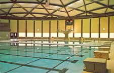 1969 Ball State University Swimming Pool Building Int by Book Store Postcard A32