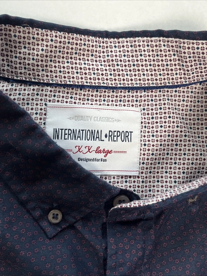 International Report Men's 2XL Button Up Blue Small Floral Print Flip Cuff XXL - Image 2 of 4