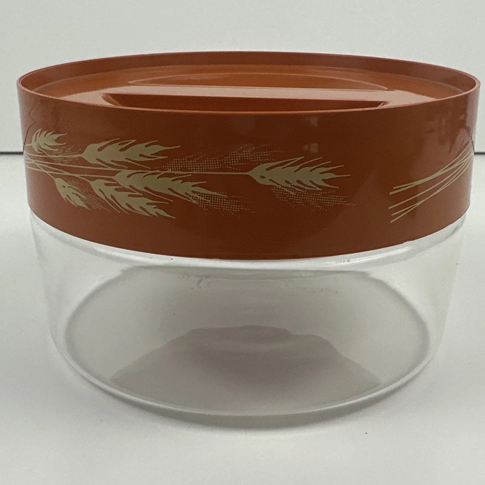 Pyrex Autumn Harvest Wheat Pattern 1 Quart Glass Storage Jar Canister USA 1980's - Image 3 of 4