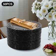 50Pcs 33cm/13in Black Charger Plates Charger Plates Decorative for Table Dinner