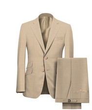 Mens Beige suits cashmere wool hand made Double Breasted Peak Lapel