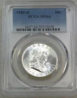 1950-D Franklin Half Dollar PCGS MS64 99% FBL Frosty White PQ New Holder #S375F