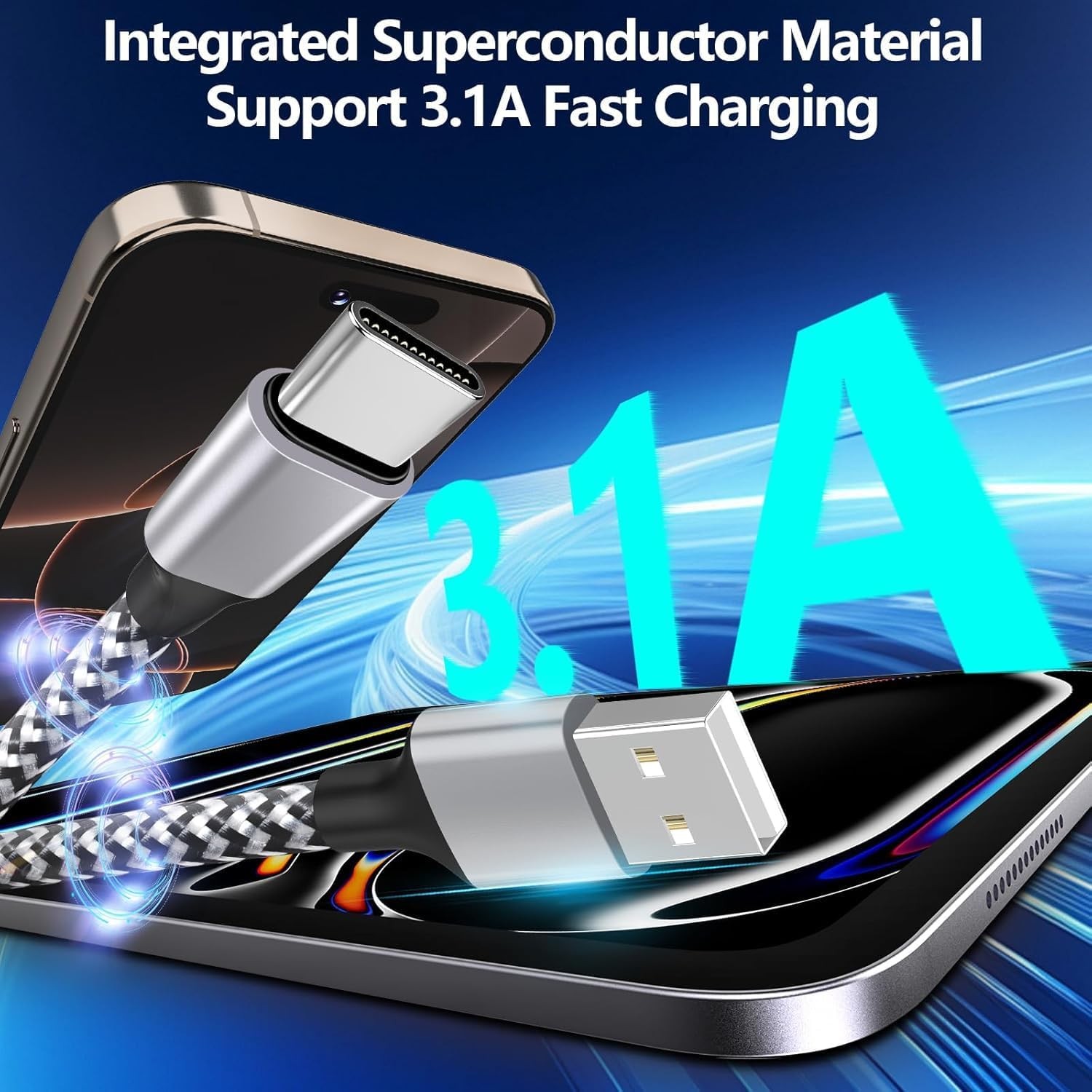 Car Carplay Cable Fast Charging for iPhone 16, [MFi Certified] 3Pack 3FT USB A t