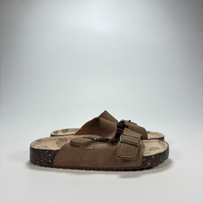 Wonder Nation Brown Comfort Slip On Double Buckle Footbed Sandals Kid s Size 12