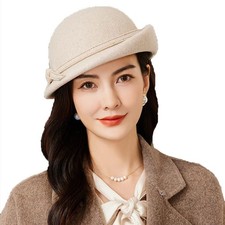 Bowknot Elegant Top Hats for Women Wedding Party Warped Edge Beret Cap Ladies...