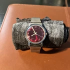VINTAGE 1970s Timex Mercury 160551 manual wind watch red sunburst dial