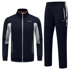 Men's Fleece Jogging Track Sweat Suits Sets Warm Up Winter Tracksuits Sweatsu...