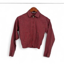 Vintage 1950s Spatz Kids Jacket Sz 12 Red Plaid Zip Up Rockabilly Retro