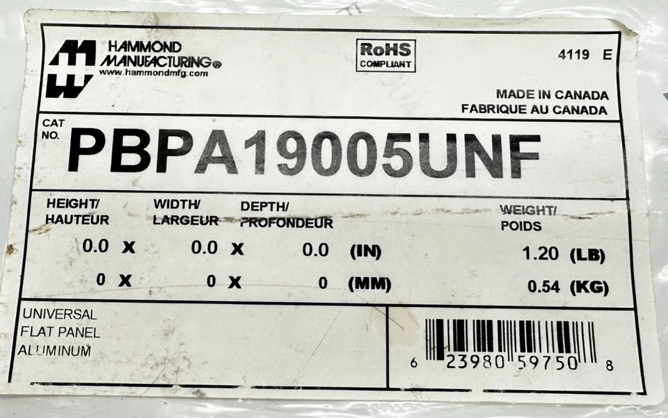 Lot of 5x HAMMOND PBPA19005UNF 3U 19" FLAT ALUMINUM RACK FILLER PANEL - Image 3 of 3