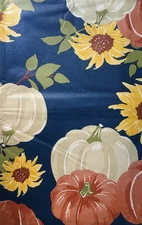 Autumn Harvest Pumpkins Sunflowers Vinyl Flannel Back Tablecloth Var Size Elrene