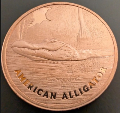 #ad AMERICAN ALLIGATOR Florida Wildlife Series 1oz AVDP Copper BULLION ROUND Coin $8.99