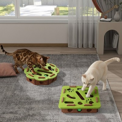 Cat Felt Maze Puzzle Box Self-Play Toy With Bell Interactive Enrichment For Cats