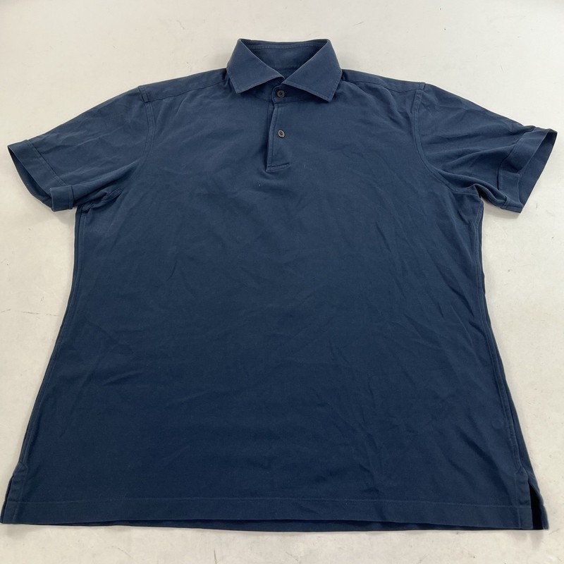 Thom Sweeny Blue Short Sleeve Polo Shirt Size Large 100% Cotton