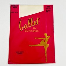 1960s Ballet Seamless Mesh Nylon Garter Stockings White Size 9 1/2 Short