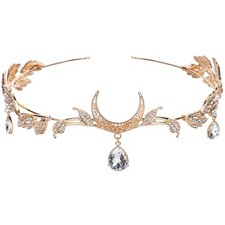 Fairy Crown Leaf Headband - Moon Leaf Headpiece for Women Girls Gold