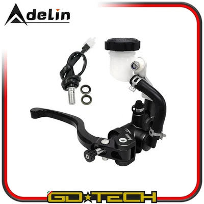 ADELIN POMPA FRENO RADIALE ANTERIORE 14x18 mm MOTO SCOOTER MOTARD PIT BIKE Nera DX