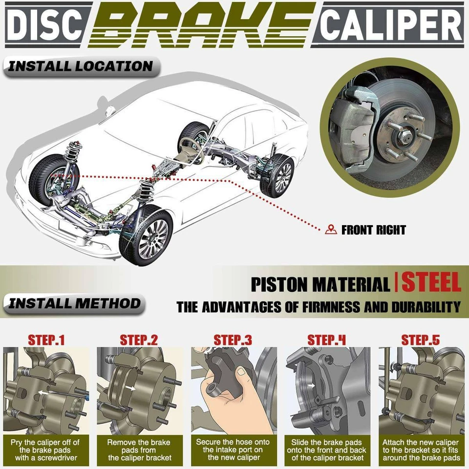 Pinza de freno de disco con soporte delantero derecho para Dodge Raider Ram 50 Mitsubishi Foto 2 de 4