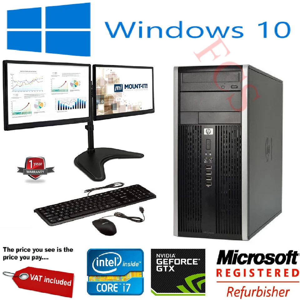 Dell/HP Gaming & Dual Screen  i7  Win 10 16GB, GT710  Graphic Card Dual Screen - Image 2 of 4