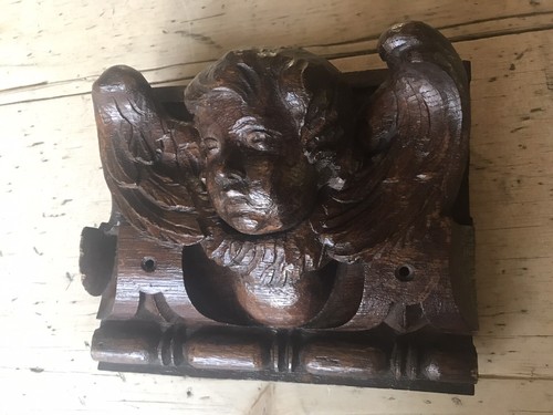 Antique Oak Salvaged Wood Carving Of An Angel Cherub - Picture 8 of 14