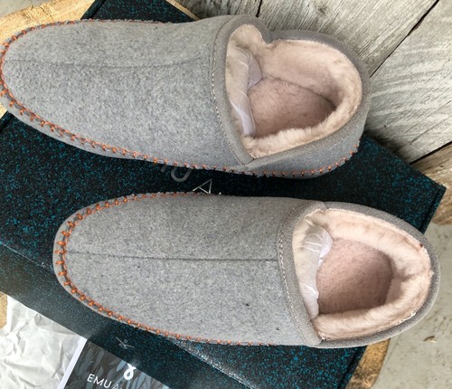NIB EMU Australia Lochlan felted & merino wool slippers Gray 6M $79 - Picture 2 of 10