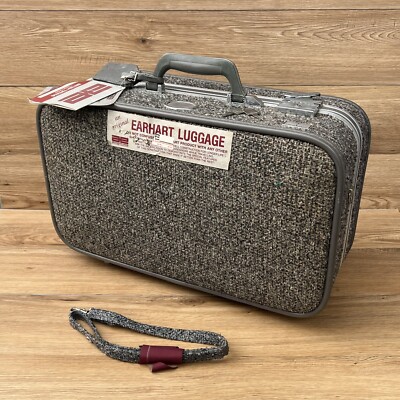 VINTAGE 80’s Amelia Earhart British Tweeds Luxury Series Luggage Suitcase w  Tags