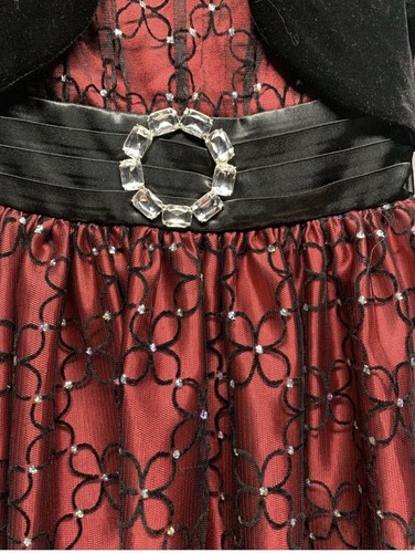 Love size 8 girls long sleeve red & black dress glittery - Picture 2 of 4