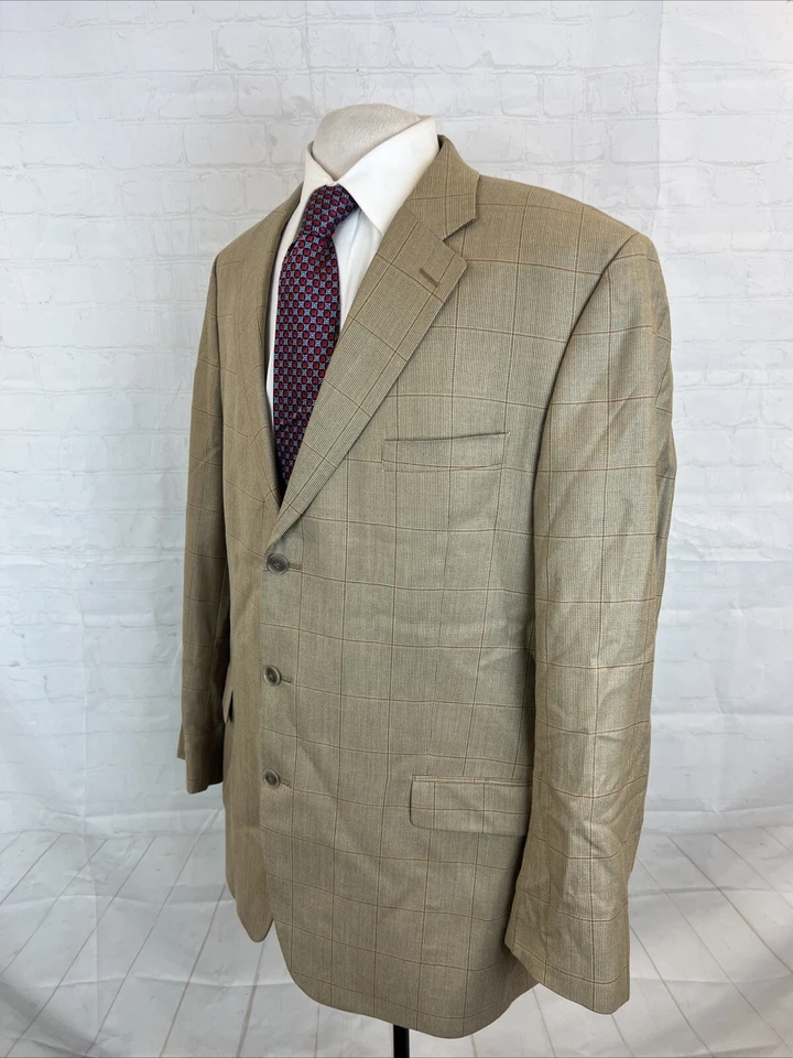 Blazer Michael Kors para hombre beige a cuadros mezcla de lana 46L $495 Foto 3 de 4