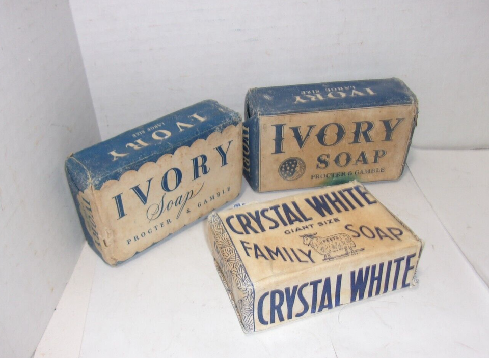 3 Antique Bars Ivory & Crystal White GIant Family Soap 1930's eBay