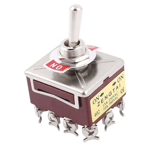 Uxcell 4PDT On/On Toggle Switch – 12 Screw Terminals, 15 Amp At 250V AC / 10 Amp At 380V, Heavy-Duty For Lights & Motors