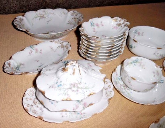 Haviland & Co. Limoges France Scalloped Floral Dinner Set