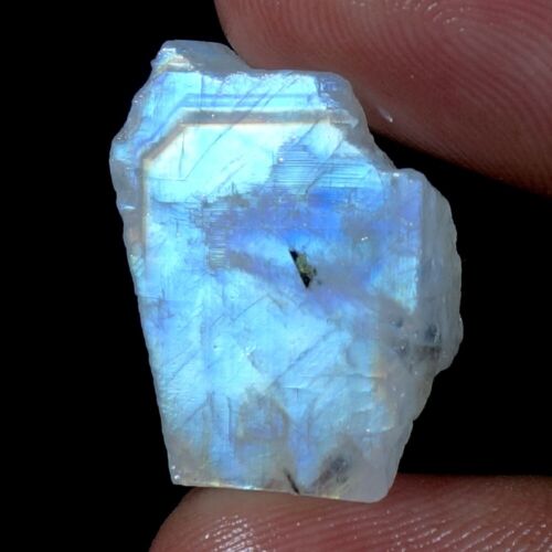 21.55 Cts Natural Chakra Stone Blue Flashy Rainbow Moonstone Rough Gemstone  Z-78