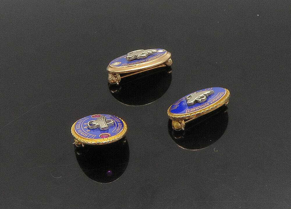 10K GOLD Vintage Antique Pearls & Ruby Sikorsky Aircraft
